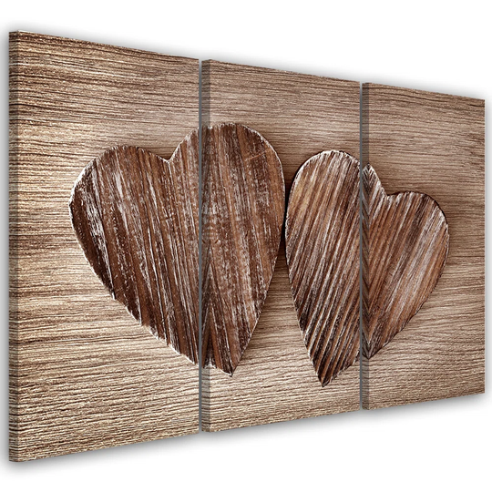 Canvas Print Heart Wood Brown Retro
