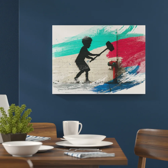 'Banksy Fire Hydrant Graffiti' Graphic Art Print Poster