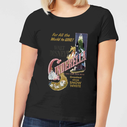 Disney Princess Cinderella Retro Poster Women's T-Shirt - Black - S - Black