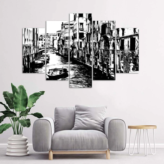 Canvas Print Venice Italy Black & White