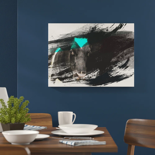 'Black and White Cow' Graphic Art Print Poster