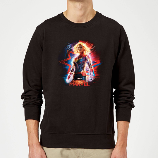 Captain Marvel Poster Sweatshirt - Black - L - Black