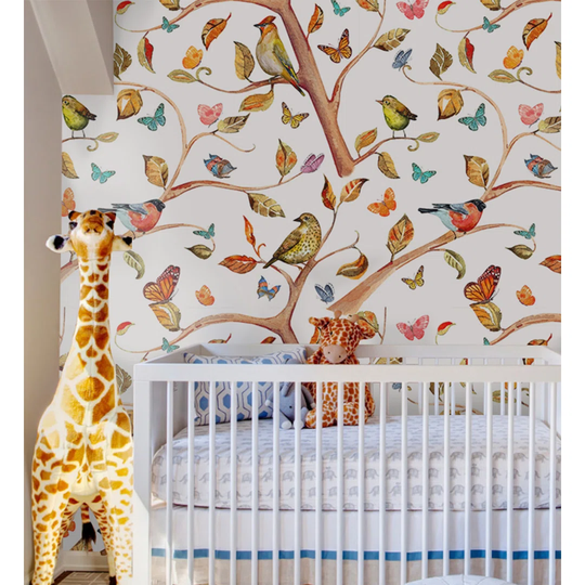 Daniels Fairy Tale Birds Branchesful Leaves Baby Wallpaper