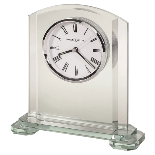 Stratus Modern & Contemporary Analog Crystal Quartz Tabletop Clock in Polished Silver