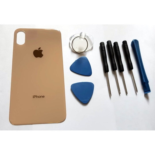 (Gold) iPhone X back glass replacement case Big camera hole