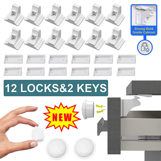 Cupboard Locks for Children Magnetic Child Safety Lock Latches+2 Keys