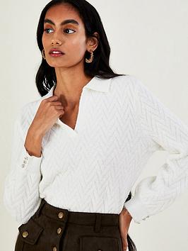 Monsoon Collar Cable Jumper - White