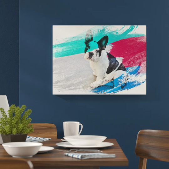 'Black and White French Bulldog Dog' Graphic Art Print Poster