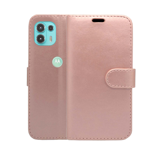 (Rose Gold) For Motorola edge 20 Lite Case Wallet Flip PU Leather Kickstand Card Holder Phone Cover