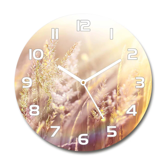 Glass Wall Clock 30Cm Round Decoration Picture Wall Art Modern Decoration Kitchen Living Room Silent - Tall Grass,66866961