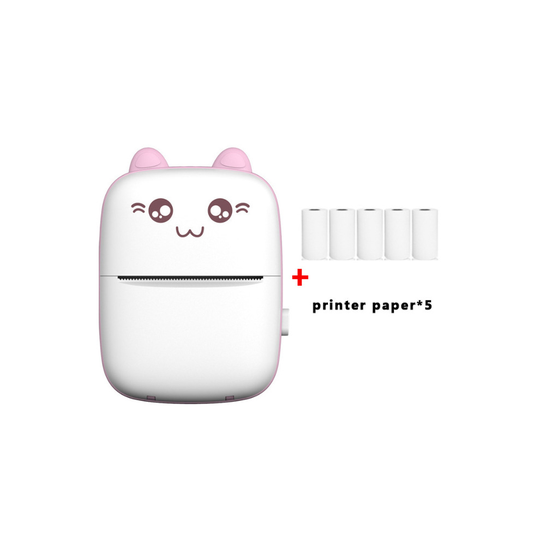 (Cat pink-5) Mini Wireless Smart Sticker Printer