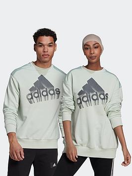 adidas Essentials Brand Love French Terry Sweatshirt (gender Neutral), Green, Size S, Men