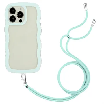 Wavy Edge iPhone 14 Pro Hybrid Case with Lanyard - Green
