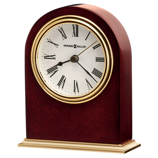 Craven Traditional Analog Wood Quartz Tabletop Clock in Rosewood Hall/Polished Brass