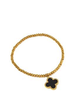 Say It With Diamonds Luck Collection Ball Bracelet - Stainless Steel (Gold & Black), Yellow, Women