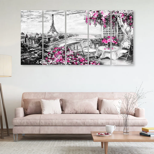 Paris Eiffel Tower Purple Pastel - Wrapped Canvas Painting Print