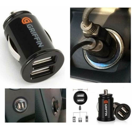GRIFFIN Dual Car Charger Mini USB 12v Lighter Adapter Plug Twin Usb