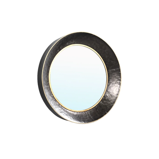 Jakarta Oval Metal Framed Wall Mounted Accent Mirror in Dark Grey