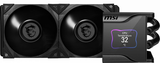 MSI MEG CORELIQUID S280 CPU AIO Cooler with LCD CPU Mount for Intel, AMD and LGA1700 Ready