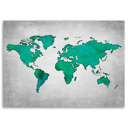 Canvas Print World Map Turquoise