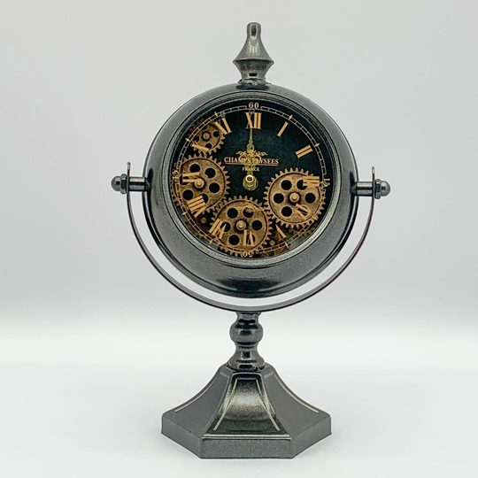 Antique Analog Metal Battery-Operated Tabletop Clock