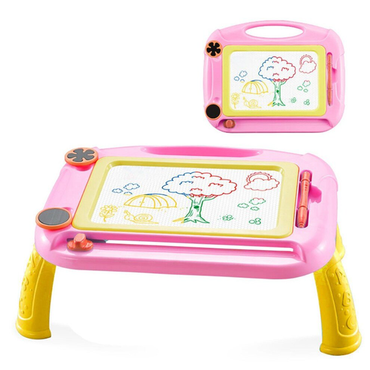 ((Pink)) ProTech Kids Doodle Drawing Board, Magnetic Writing Sketch Pad with Stand, Erasable Magna Sketching Toy