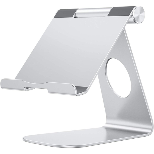 (Silver) Adjustable tablet bracket, OMOTON T1 iPad bracket, and desktop aluminum tablet base bracket are compatible with iPad Air 4/Mini