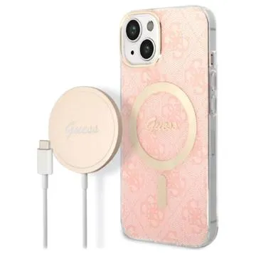 Guess 4G Edition Bundle Pack iPhone 14 Plus Case & Wireless Charger - Pink
