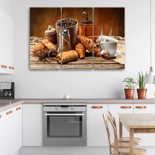 Canvas Print Coffee And Fresh Croissants