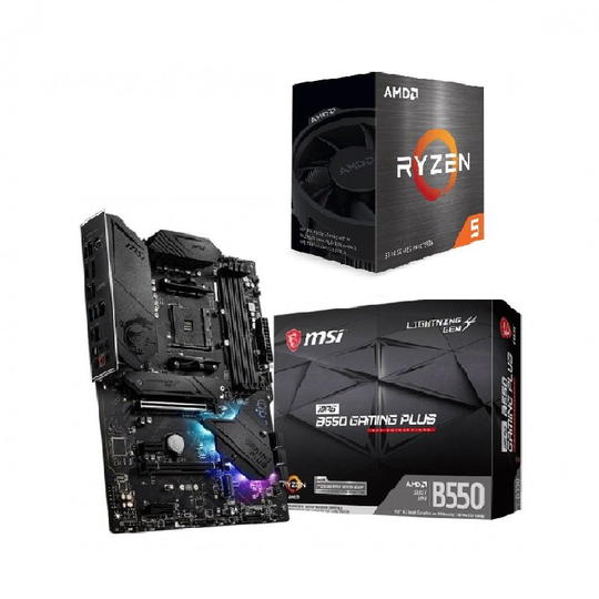 MSI MPG B550 GAMING PLUS ATX Motherboard + AMD Ryzen 5 5600X AM4 Processor Bundle