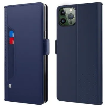 Makeup Mirror iPhone 14 Pro Max Flip Case - Blue