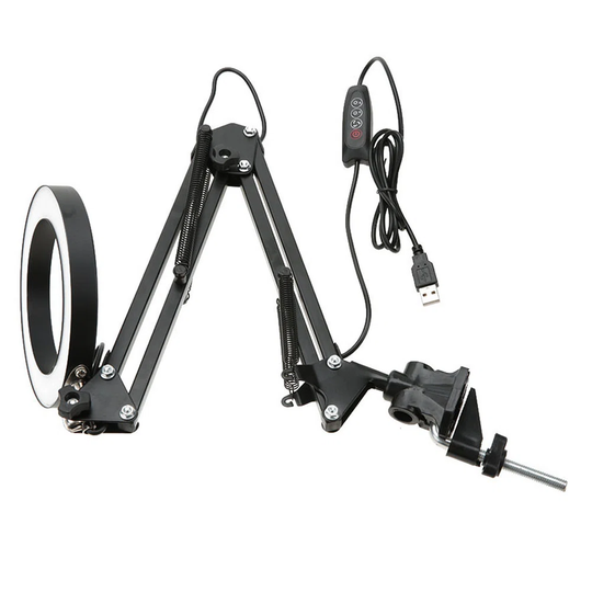 Foldable Eyecare Table Lamp Flexible Swing Arm Clamp Mount Lamp Usb Three Tone Desk Light