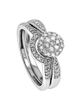 Love DIAMOND 9ct White Gold 0.30ct Diamond Bridal Ring Set, White Gold, Size L, Women