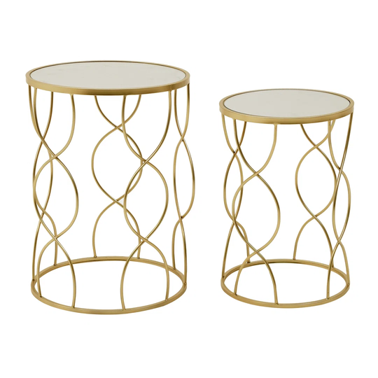 S/2 METAL/MIRROR SIDE TABLE GOLDEN 4055