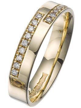 Love DIAMOND 9ct 18 Point Diamond 4mm Wedding Ring, Size O, Women