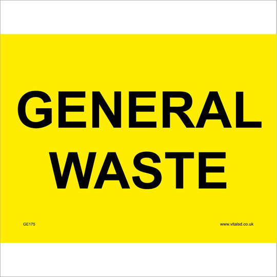 (400 x 300mm - 16 x 12, Magnetic - Vehicle Grade) GE175 General Waste SIGN refuse compost recycle garbage rubbin bin tip trash