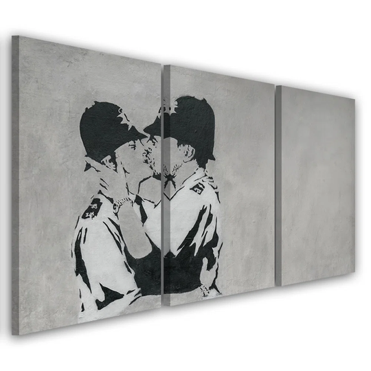 Canvas Print Banksy Kissing Policemen