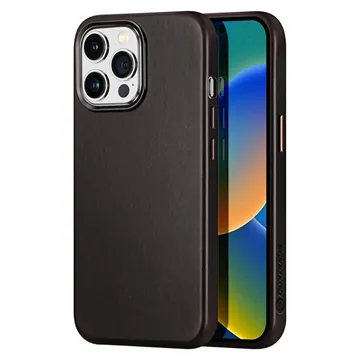 Dux Ducis Naples iPhone 14 Pro Leather Coated Case - Coffee
