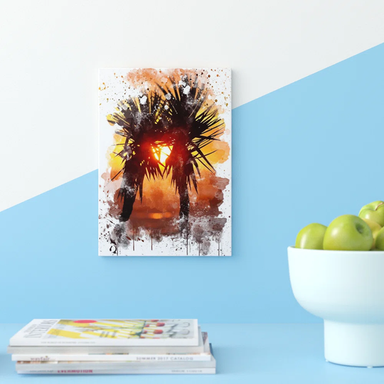 'Palm Tree Sunset Beach' Graphic Art Print Poster