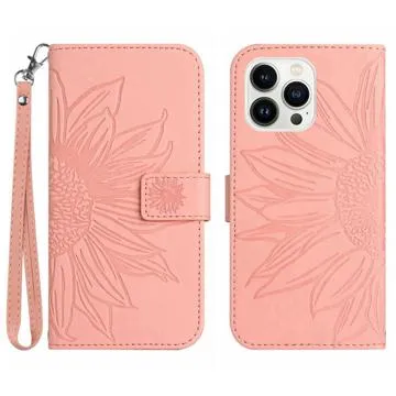 Sunflower Series iPhone 14 Pro Max Wallet Case - Light Pink