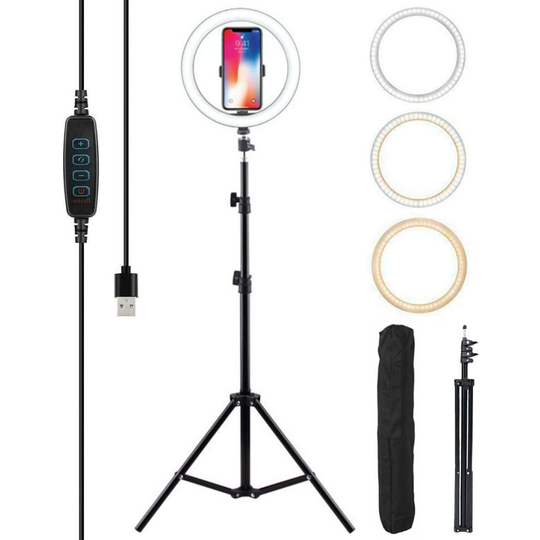 Selfie Flash LED Ring Light with 1.6M Tripod Stand Phone Camera Holder - 160 cm