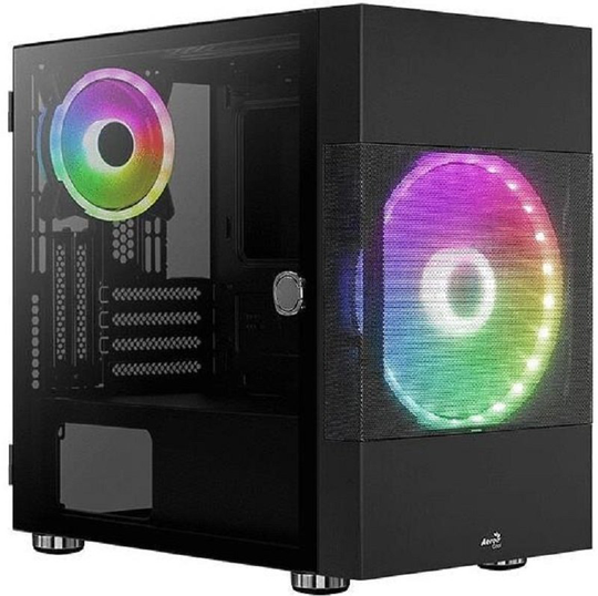 AEROCOOL ATOMIC-G-BK-V1 RGB TEMPERED GLASS MINI TOWER CASE - BLACK