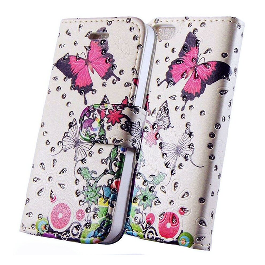 For Huawei P Smart 2019 Phone Case, Cover, Wallet, Slots, PU Leather / Gel - Pink Butterfly