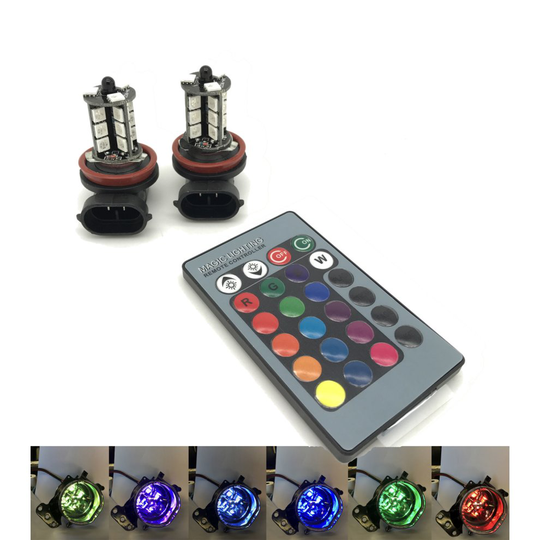 H11 H8 RGB Colourchange LED foglight bulbs remote control 12v headlight
