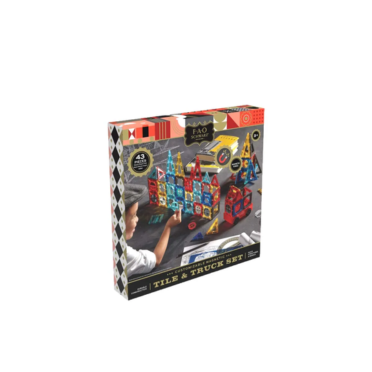 FAO Schwarz Toy Magnetic Tile And Truck Set 43Pc