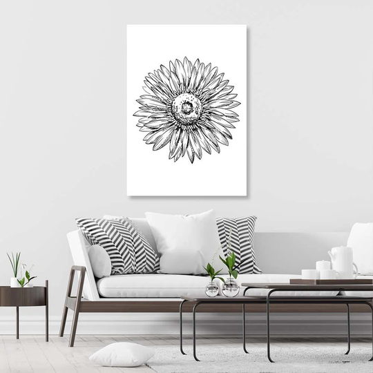 Canvas Print Flower Sketch Black And White