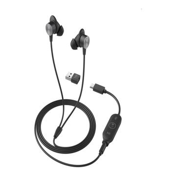 Logitech Zone Earphones 3.5mm AUX and USB Adapter - Black