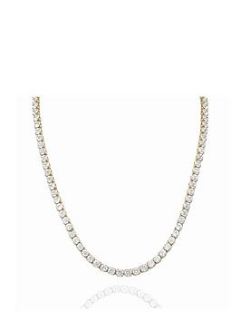 Say It With Diamonds Tennis Necklace Yellow Gold Plated Stainless Steel
