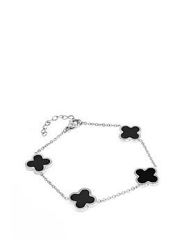 Say It With Diamonds Luck Collection Chain Bracelet - Stainless Steel (Silver & Black)