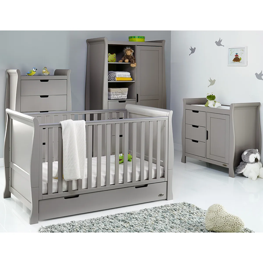 Obaby Stamford Classic Sleigh 4 Piece Room Set - Taupe Grey